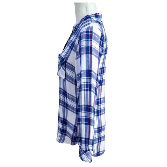 Rails Hunter Plaid Shirt Small Button Down Long Sleeve White Blue Raspberry Soft - Picture 6 of 13